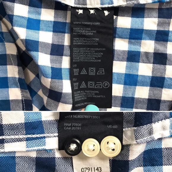Tommy Hilfiger Mens Shirt XXL Blue Gingham Long Sleeve Button Down Collar Pocket - Picture 7 of 9